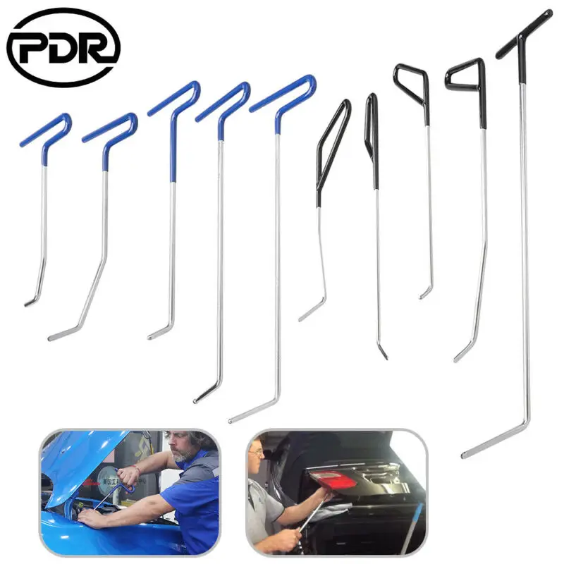 PDR крюк лом толкающие стержни инструменты для беспокрасочного ремонта вмятин