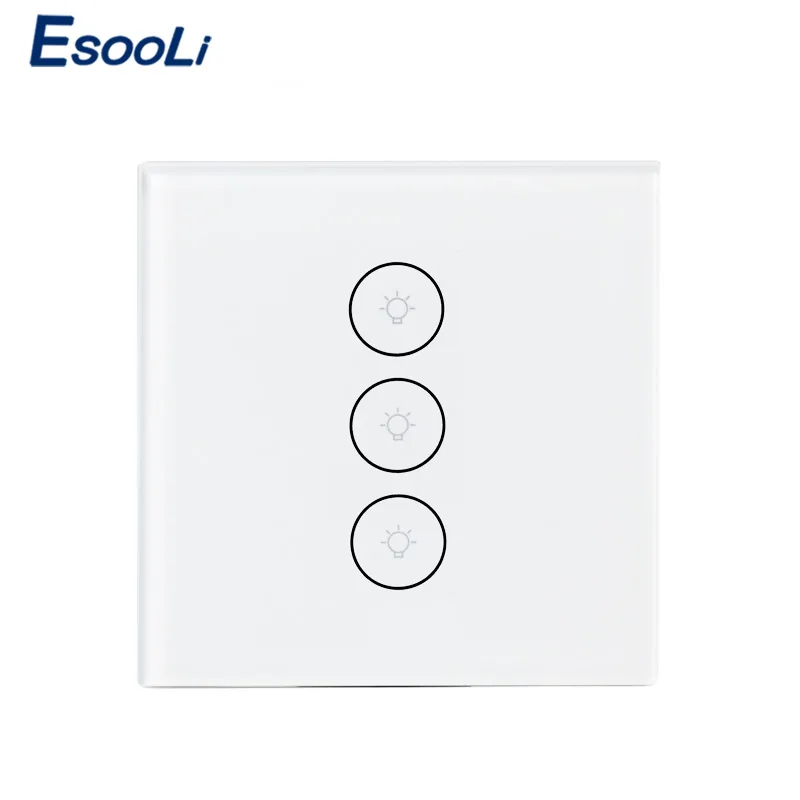 Esooli Wifi умный настенный сенсорный выключатель Tuya умная жизнь стеклянная панель