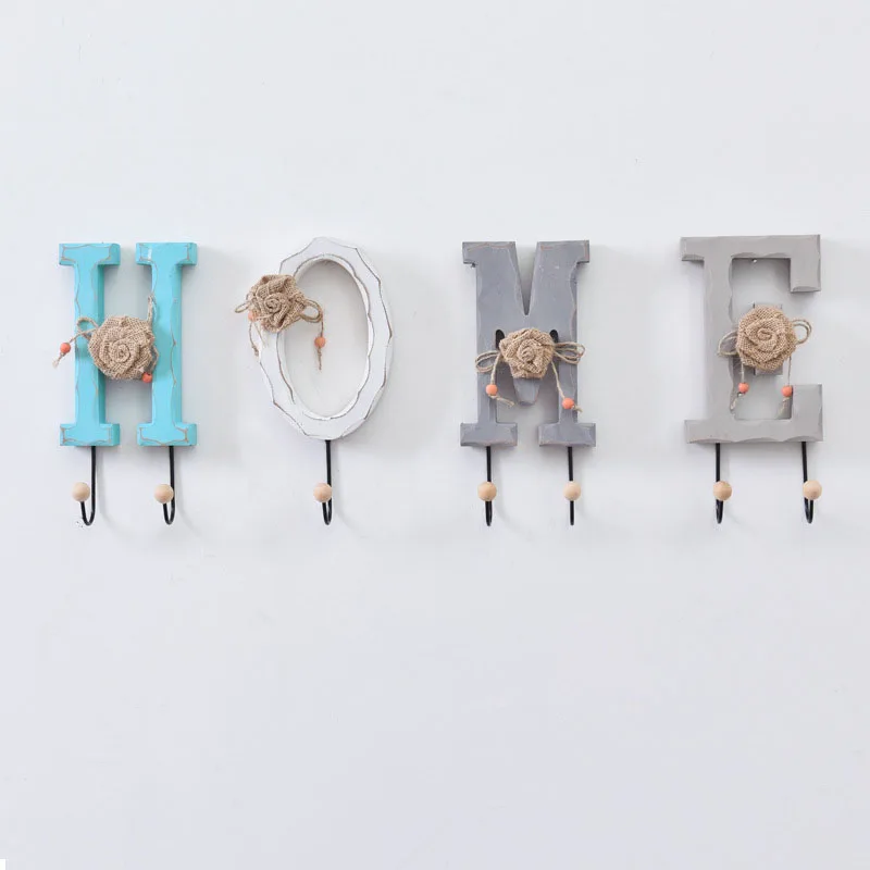 

Creative Letter Hook Wall Decoration Nordic Porch Wall Hanging Wooden Hook Wall Decoration Indoor Hook Decoration