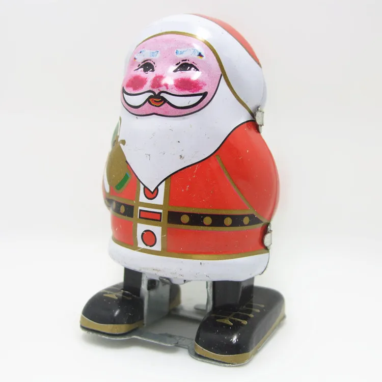 

[Funny] Adult Collection Retro Wind up toy Metal Tin Father Christmas Mechanical toy Clockwork toy figures model kids gift