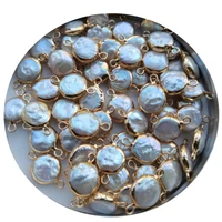 5pcslot natural freshwater pearl loose beads round charms connector beads for diy handmade jewelry making accessories