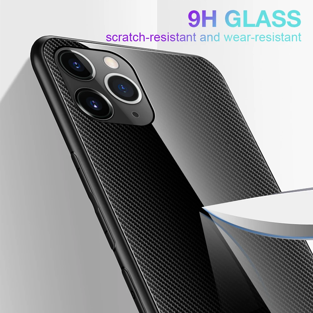 Градиентные чехлы из закаленного стекла для iPhone 11 Pro Max текстура стеклянный чехол