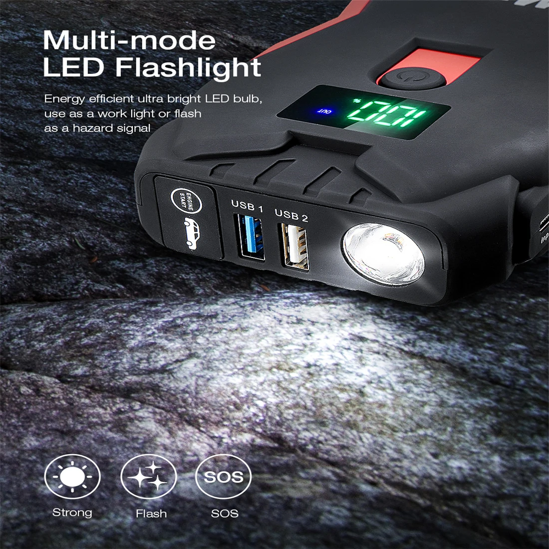 iMars Car Jump Starter Power Bank 20000mAh 1300A Booster Battery Charger Starting Device QC3.0 Portable Powerbank | Автомобили и