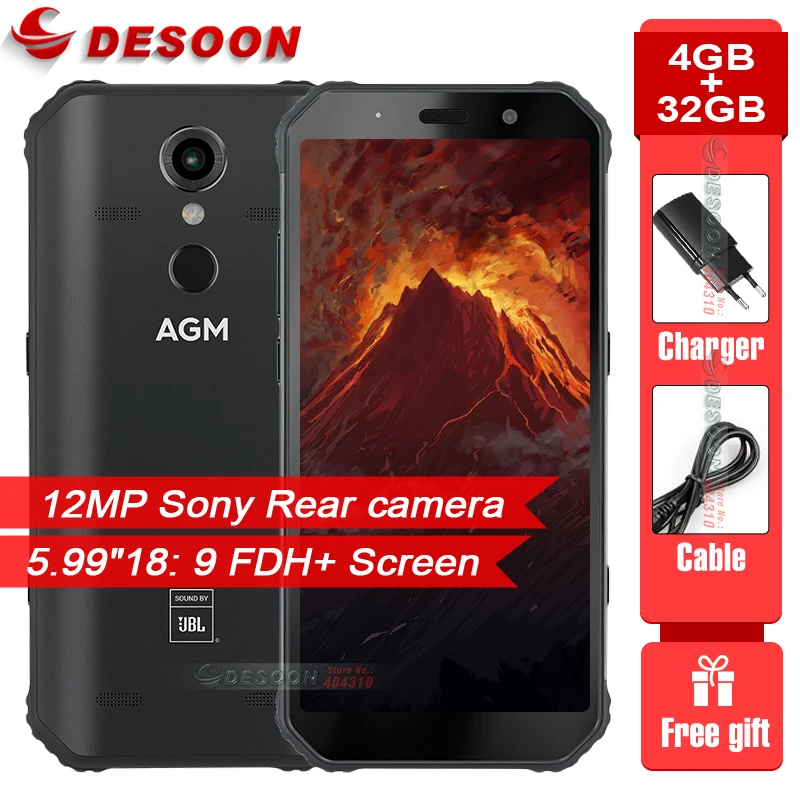 AGM A9 5 99 &quot18:9 4 Гб Оперативная память 32GB Встроенная IP68 Водонепроницаемый 5400 мА/ч