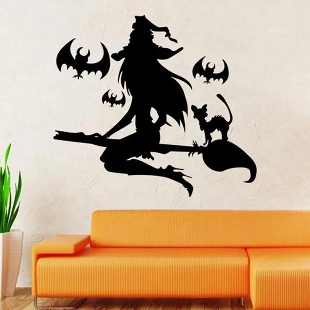 Halloween Witch Bat Broom Wall Sticker Removable Decal Mural Party Home Background Decor | Дом и сад