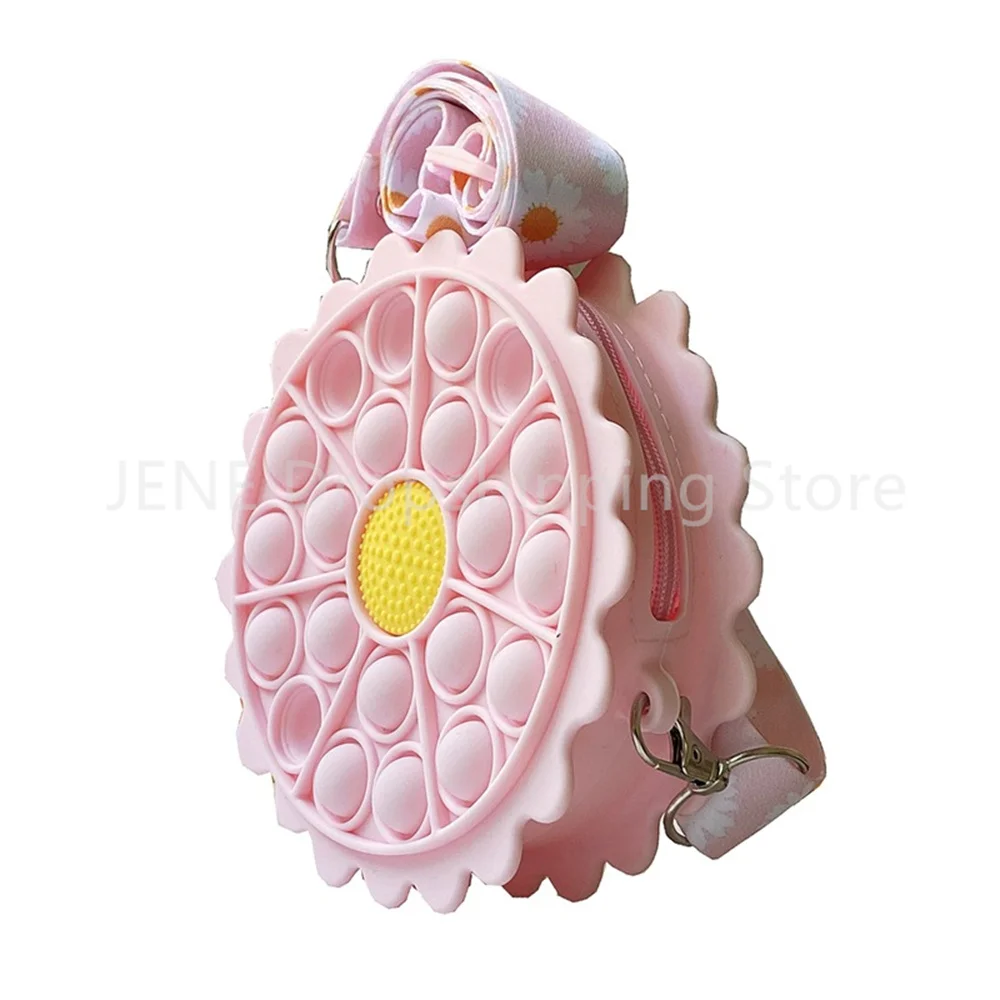 

Sunflower Shape Pop Bag Push Bubbles Popper Handbag Sensory Fidget Popping Messenger Bags Anti Stress Relief Toys