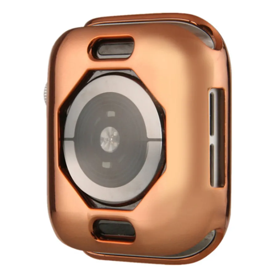 Чехол s для Apple Watch, 44 мм, 40 мм, серия 5, чехол с покрытием, TPU, мягкая защитная оболочка, защитная рамка для iWatch, 4 полосы, бампер - Цвет: Розовое золото