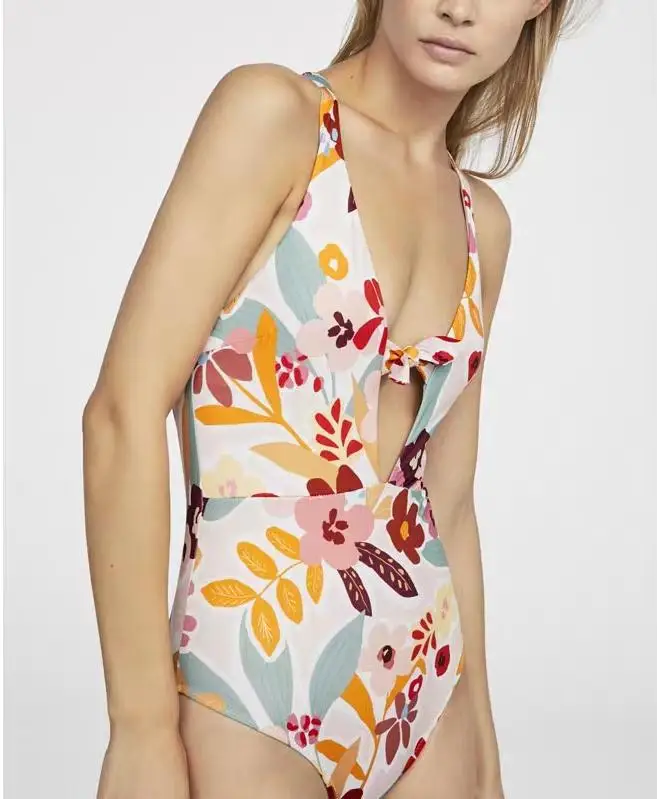 Новинка 2019 сексуальный сдельный Купальник для женщин пуш ап купальник цветочный