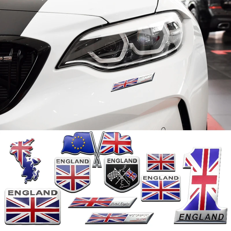 

3D Aluminum England Flag Badge Emblem Car Sticker For Benz VW Audi Renault Peugeot Citroen Ford BMW Skoda Toyota Accessories
