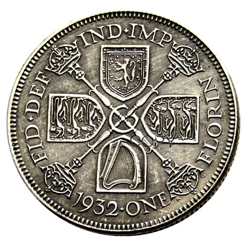 1927/1932 2 шт Florin Великобритания Посеребренная копия монеты | Дом и сад
