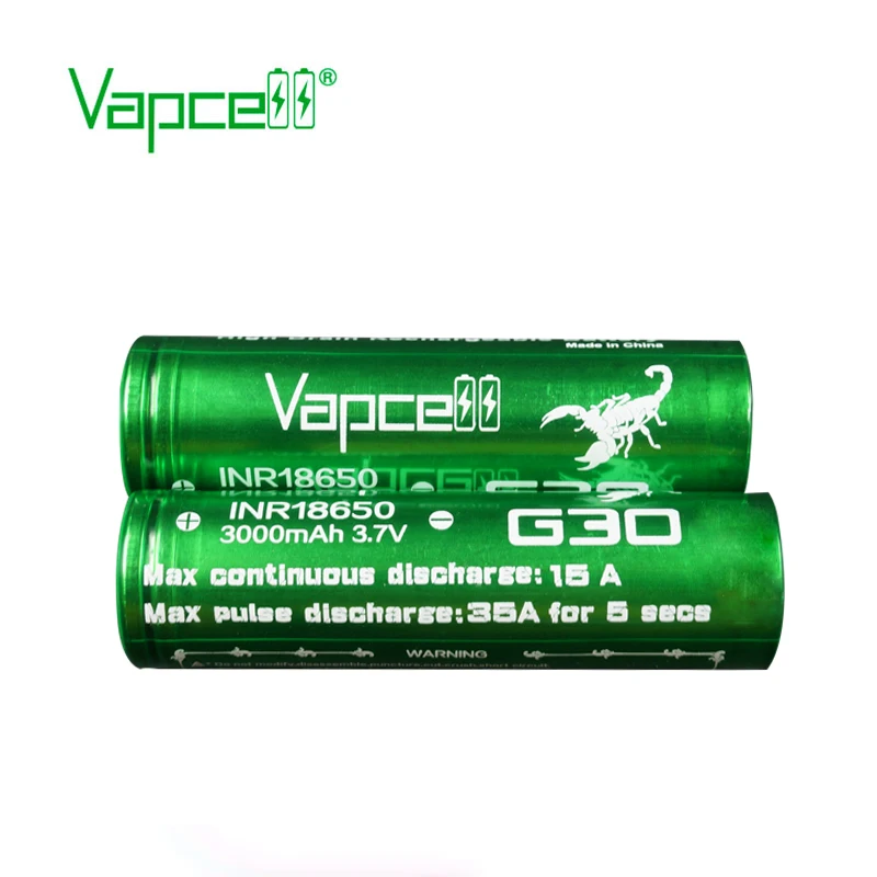 4pcs Vapcell 18650 battery 3000mah 15A / 35A li-ion rechargeable batteries Rewrap G30 3.7V for box mod vape | Электроника