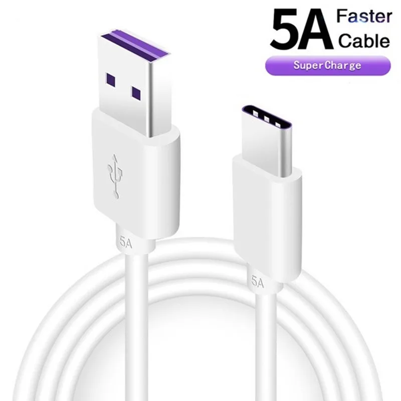 5A usb type C для huawei P30 P20 mate 20 Pro Lite Tape C Cabo кабель для быстрой зарядки для samsung A70 A50 S10 Oneplus 7 pro 6t Kabel - Цвет: white