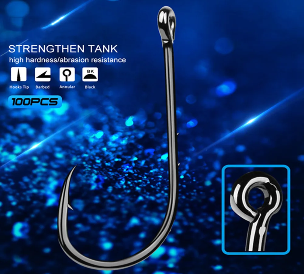 

Fishing Hook 100PCS/lot 6-1#1/0-6/0# Barbed high carbon steel Long Shank High Carbon Steel Sharp Barbed Offset Narrow Bait Hook