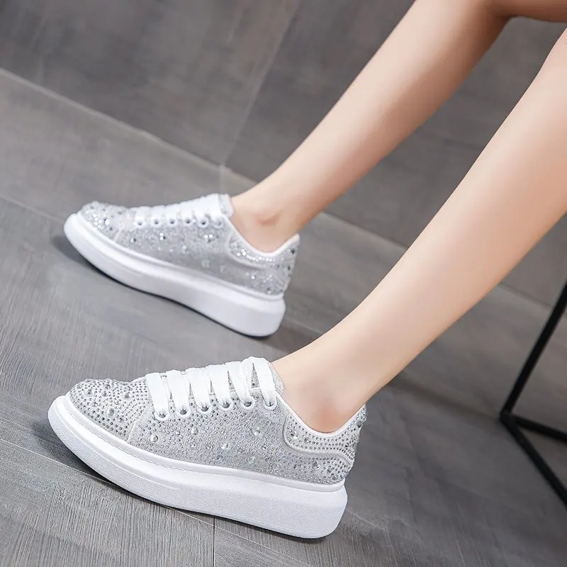 

Plus Size Rhinestone Platform Women's Shoes Women's Autumn New White Shoes Platform Women's Shoes Zapatos De Mujer Plataforma