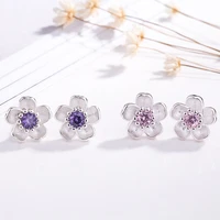 2021 hot sale 2 colors crystal flower stub earrings for women fashion jewelry and accessories chriistmas gifts
