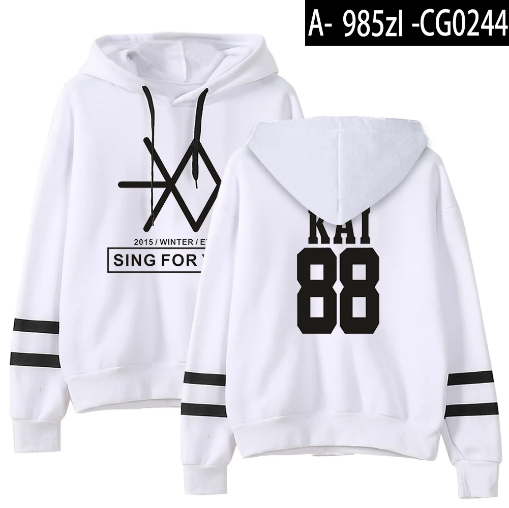 Kpop EXO милый женские худи Harajuku Повседневный Спортивный костюм Свободная Толстовка с капюшоном корейский стиль свободная толстовка с капюшоном женские флисовые толстовки - Цвет: white