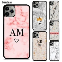 personalised name initials pink marble phone case for iphone x xs max xr se 2020 6s 7 8 plus 12 13 mini 11 pro max cover coque