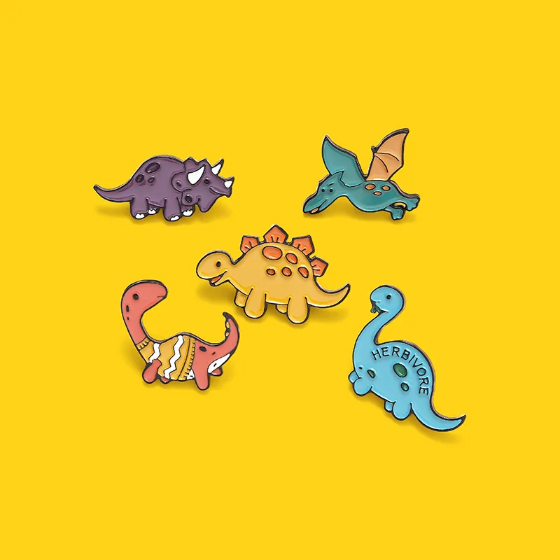 

XM-funny New cartoon cute mini dinosaur brooch Color series alloy brooch Hundred matching badge brooch