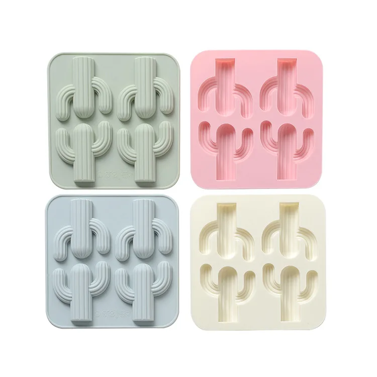 

4 Hole Cactus Cake Chocolate Ice Mould Silicone Mold Candle soap mold bases para postres decoracion silicone molds for baking