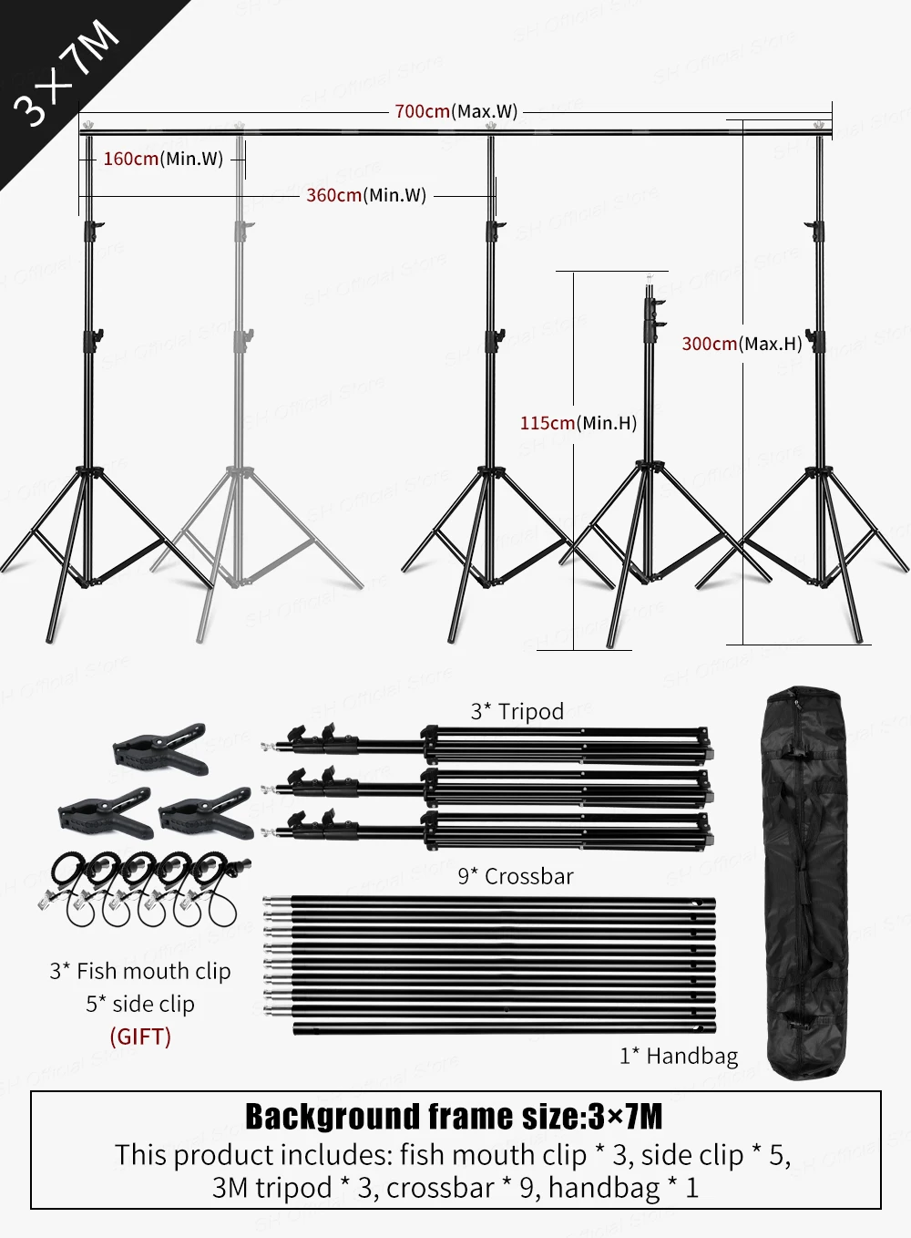 3 м x 7 м/10ftx23ft Профессиональная фотография фото фоны фоновая поддержка системы подставки для фото видео студия+ сумка для переноски