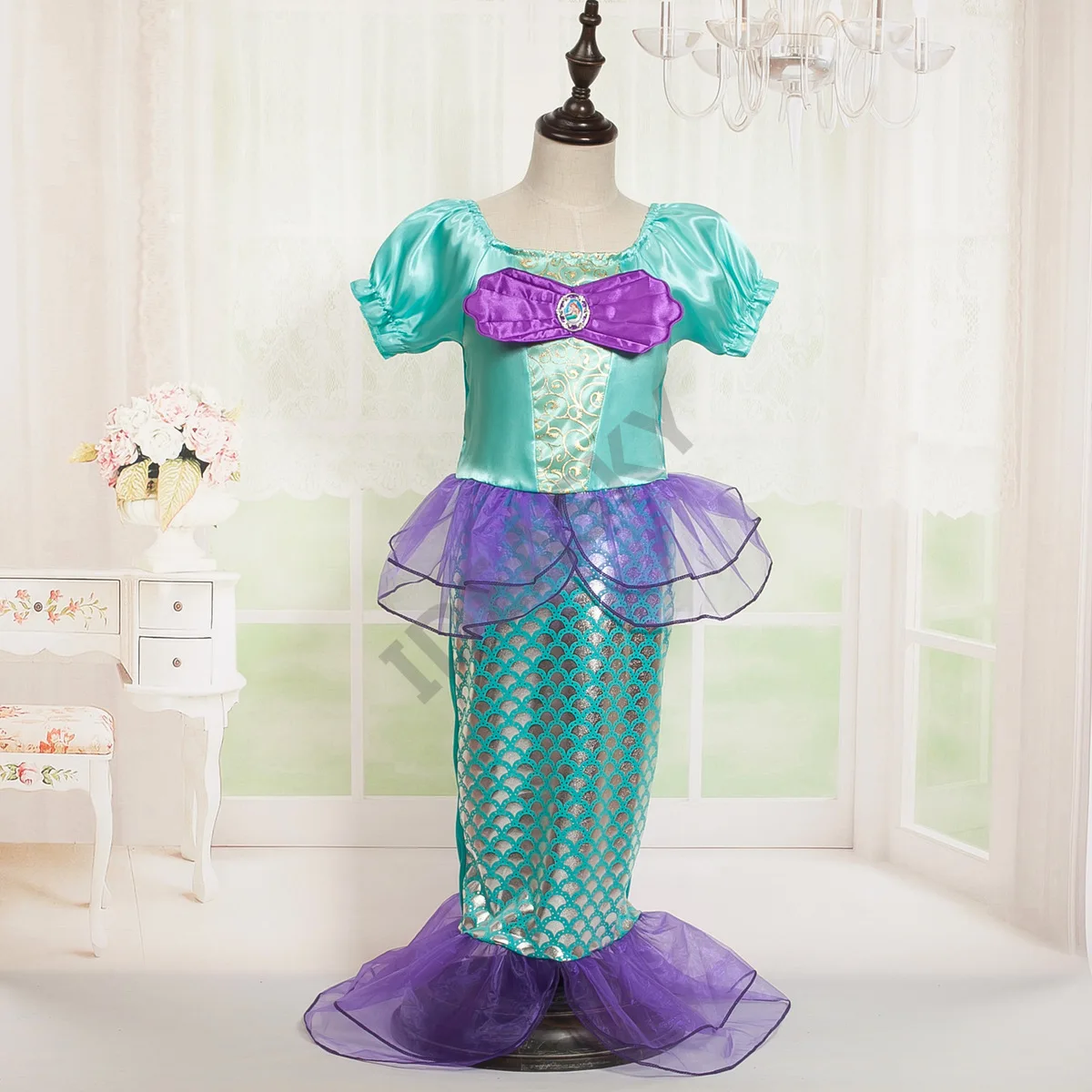 Детский маскарадный костюм Ариэль с хвостом маленькой Русалочки принцессы для