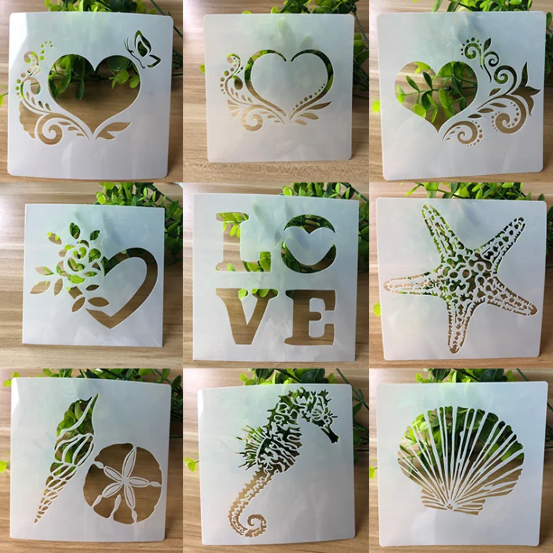 9 лист 13*13 см картина Шаблон трафарет &quotсделай сам&quot стен наслоения Скрапбукинг