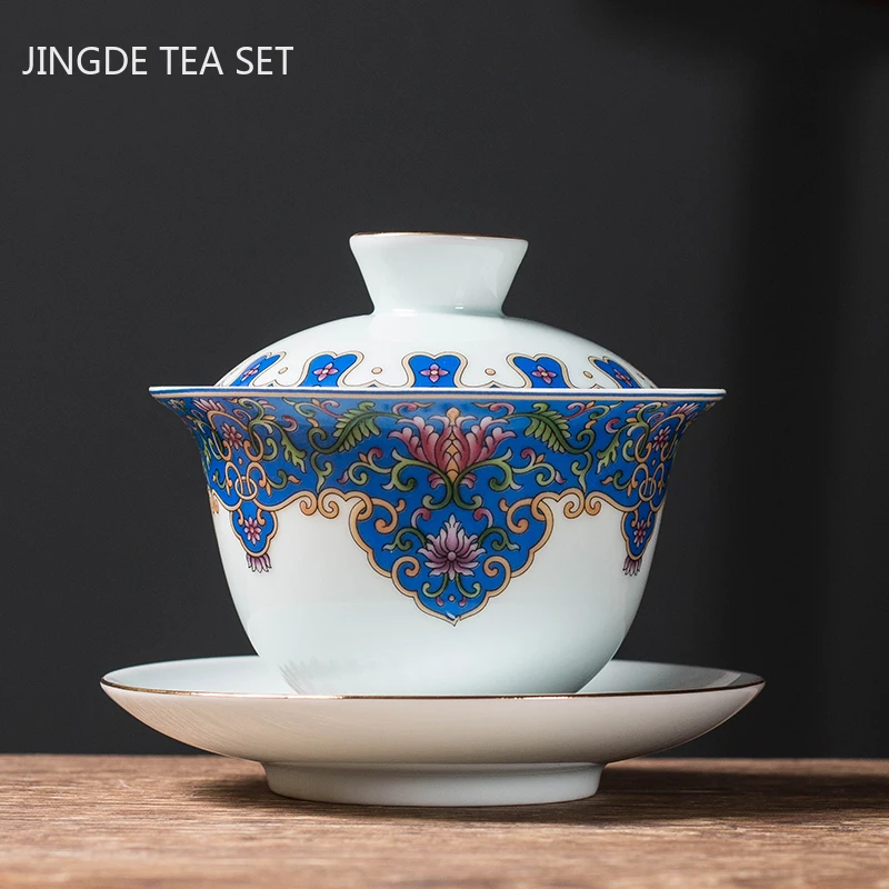 

Изысканная, с эмалью, Женский дорожный Набор чашек для чая ручной работы, чашка для чая, китайская бытовая чайная посуда, аксессуары, посуда ...