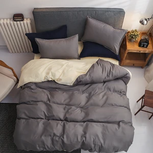 Yellow Duvet Cover Flat Sheet pillowcase(s) set 3/4PCs Classic Simple Solid Color Bedding Sets King Queen Full Twin size Pure