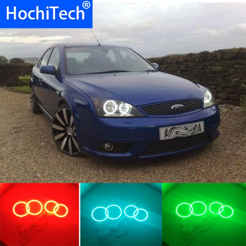 Фото Для FORD Mondeo MK3 RGB светодиодный Фар halo глаза ангела комплект Тюнинг автомобилей Аксессуары 2001 2003 2004 2005 2006 2007 №1