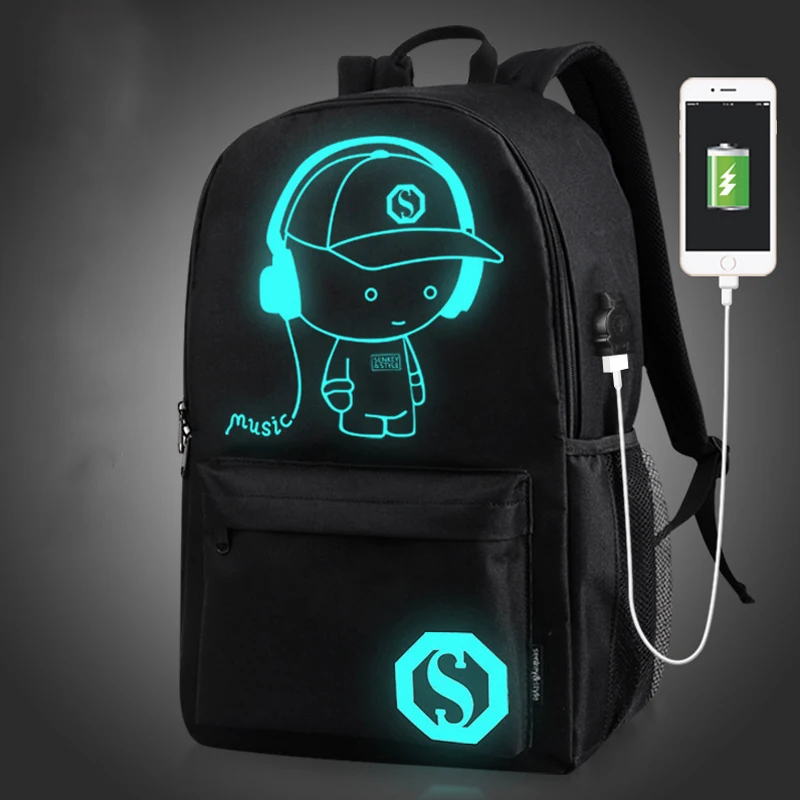 Водонепроницаемый Школьный рюкзак студенческий светящийся эффект USB зарядка