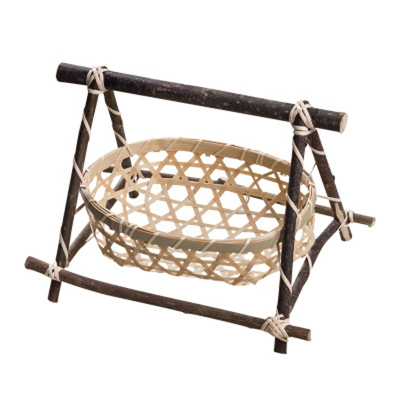 

Handmade Bamboo Weaving Storage Basket Nuts Snack Food Food Picnic Bread Container Kitchen Storage Basket