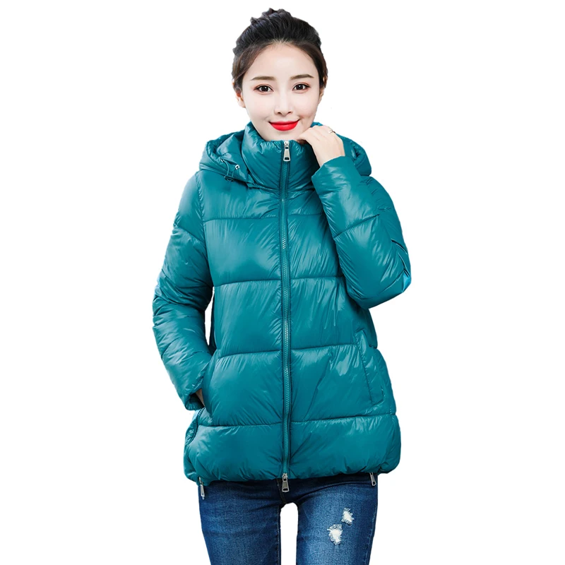 Женская зимняя куртка с капюшоном и воротником стойкой свободная парка из