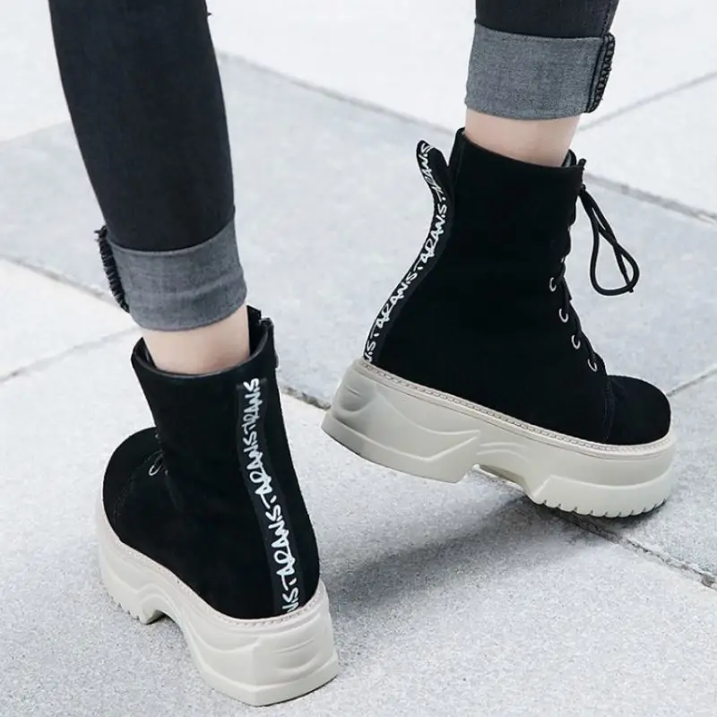 Женские мотоциклетные ботильоны на толстой подошве размеры 34 39|Женские