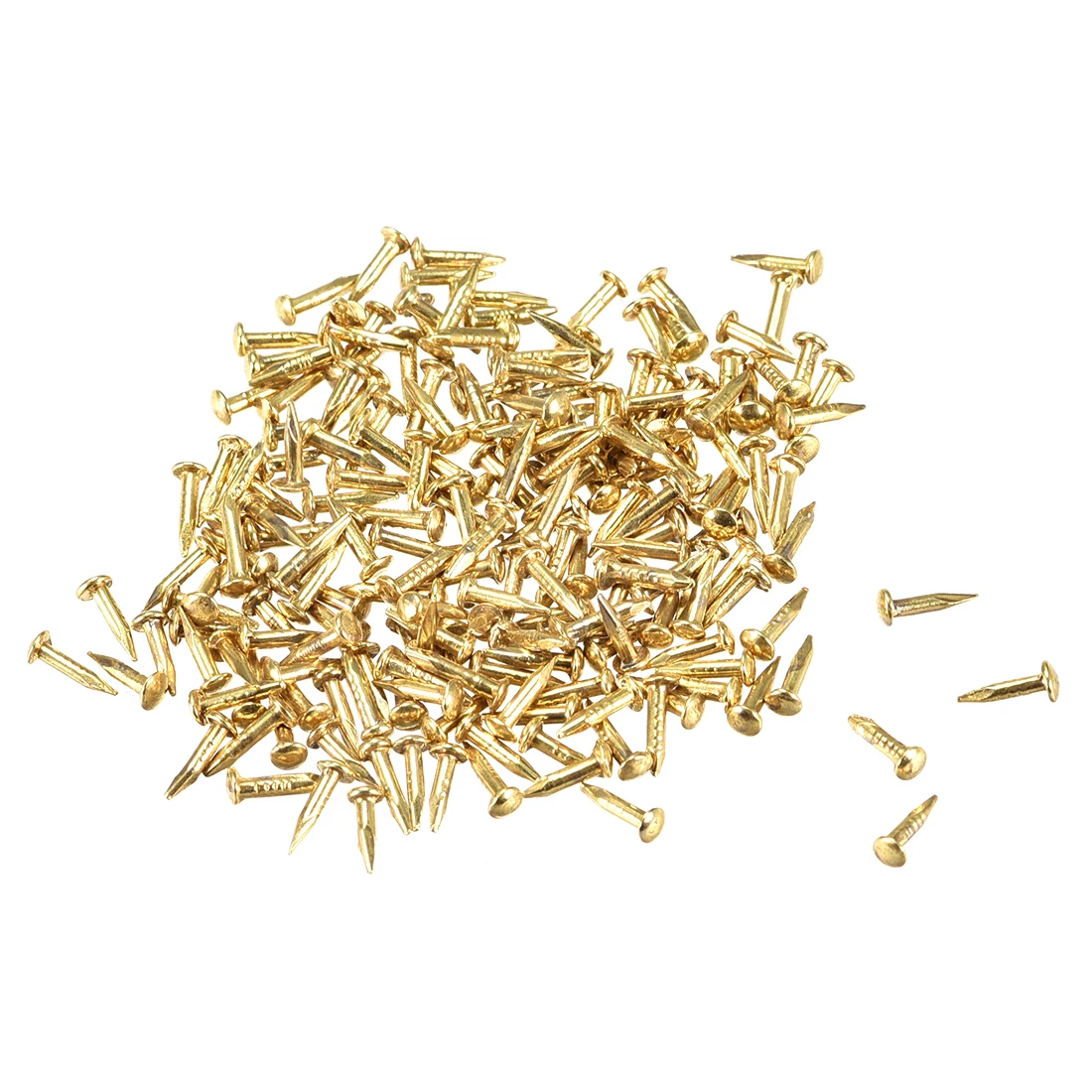 

uxcell 500pcs Small Tiny Brass Nails 1x6mm Round-head Nails for DIY Decorative Pictures Wooden Boxes Household Accessories