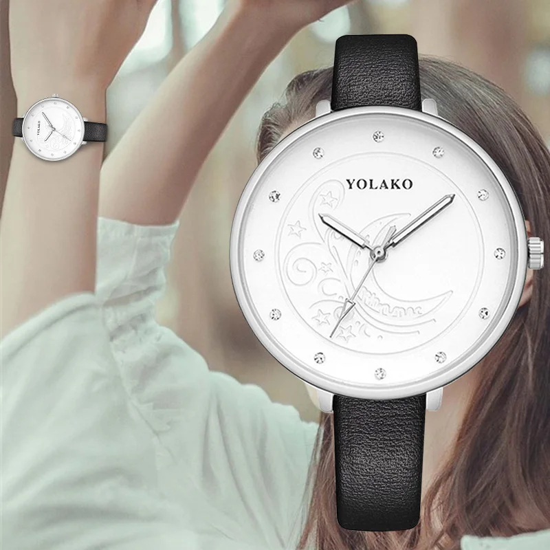 Женские романтичные кварцевые наручные часы с Луной и небом кожаные женские