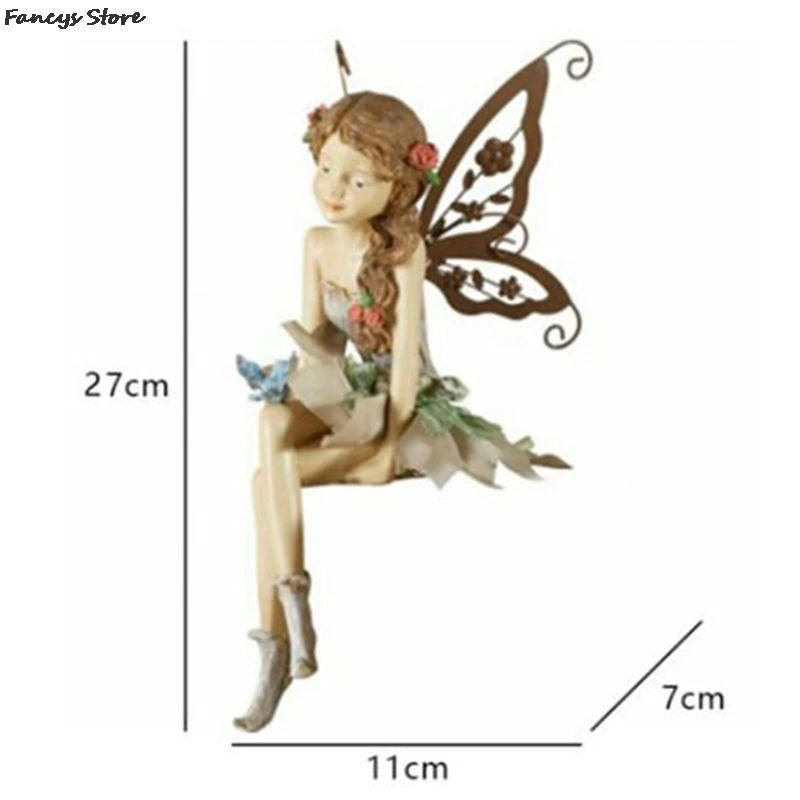 

Flower Fairy Garden Decor With Wing Forest Princess Garden Decoration Potted Plants Girl Birthday Gift Goddess Cute Nordic Resin