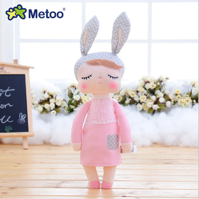 

2020 Metoo Dot Angel Plush&Stuffed Sweet Lace Rabbit Cute Animals For Kids Toys Angela Doll For Girls Birthday Gift Dress