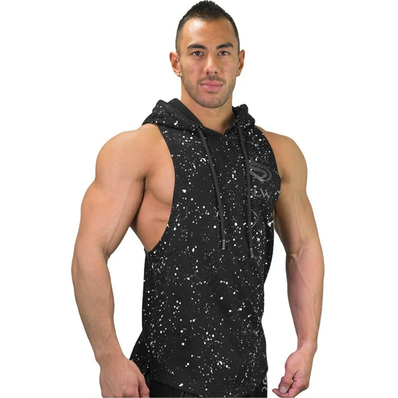 

Muscle Men's Brand Fitness Sports Top Cotton Sleeveless Casual Hoodie Men's Tank Bodybuilding Men's Sportswear