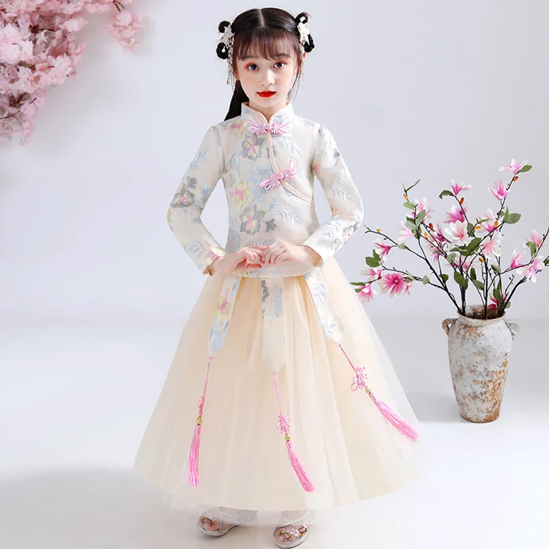 2 шт. детское платье-Ципао с цветочным принтом | Тематическая одежда и униформа