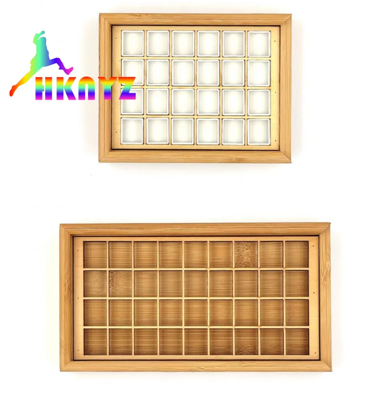 

1 sets Watercolor Acrylic Gouache Pigment Palette Bamboo Boxes Paletas Empty Water Color Wooden Box Pallet with Lid