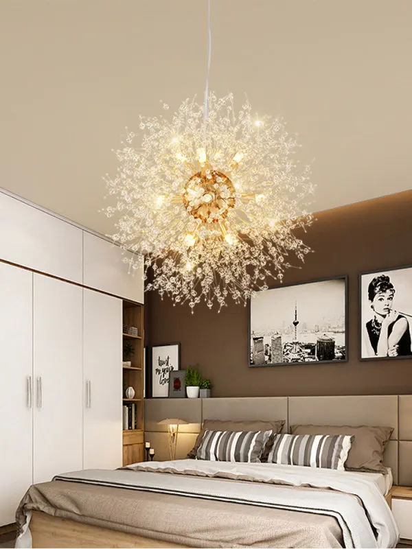 

The Nordic dandelion crystal sitting room bedroom chandeliers For Dining Room Kitchen Bedroom Modern Decoration Lustre Pendant