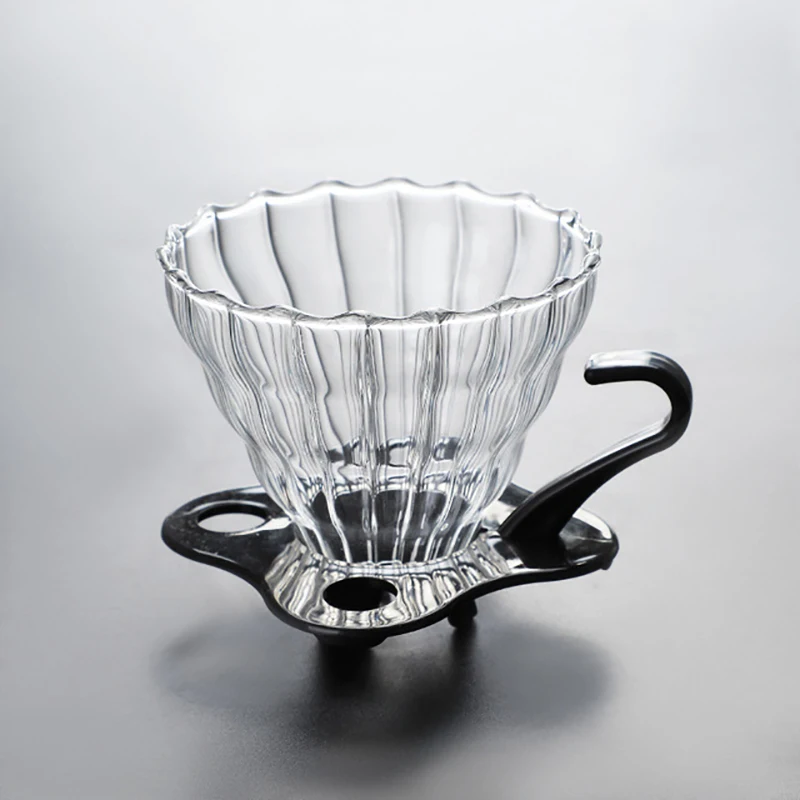 

2021 New Coffee Dripper V Shape Coffee Funnel High Resistant Thickened Glass Funnel Filtering Cup Reusable Coffee Filters
