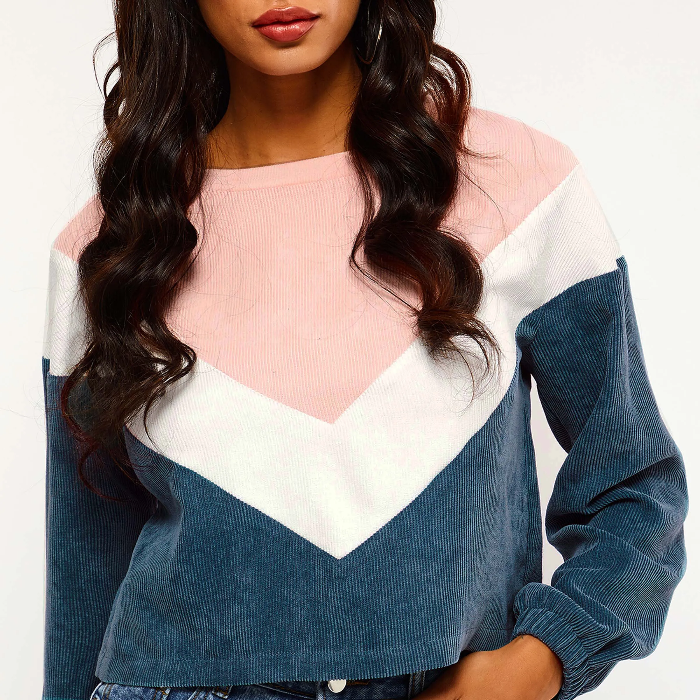 

Casual Sweatshirt Women Corduroy Autumn Winter Loose Street Fitness Patchwork Crop Top Harajuku School Young Girl Fashion Hoodie