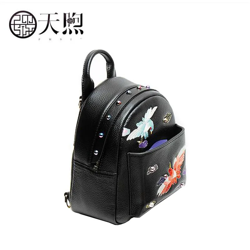Pmsix New Pu leather Material women Backpack embroidery mini simple travel fashion small backpack | Багаж и сумки