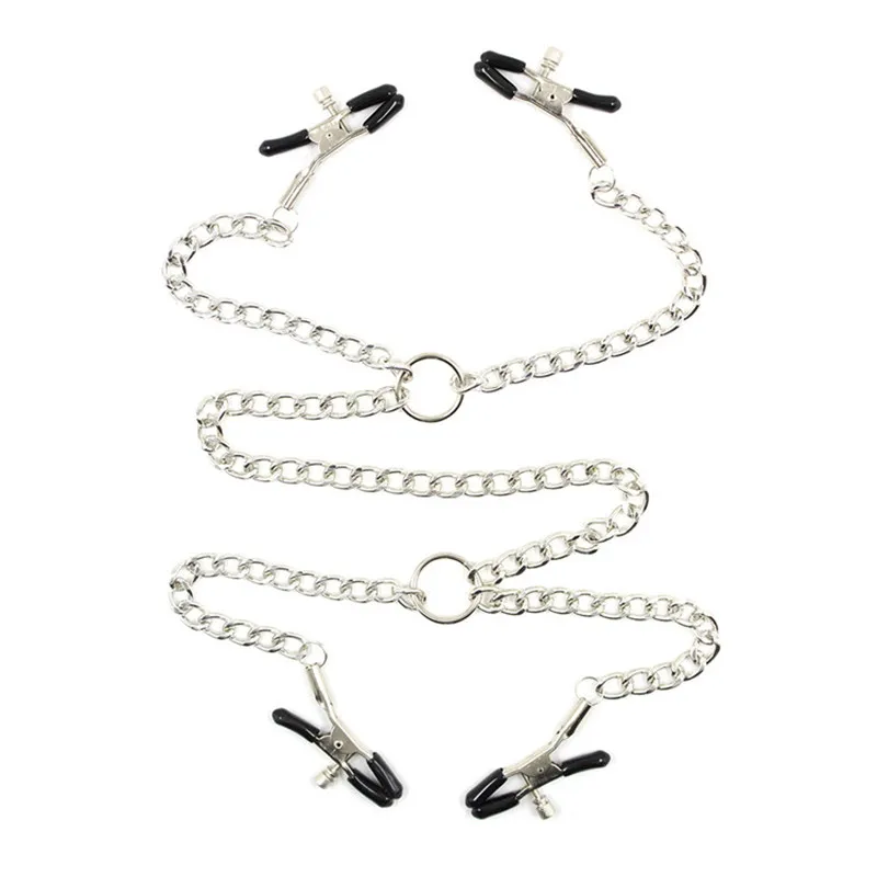 Зажимы для сосков-бабочек качественные металлические БДСМ-игрушки цепочка