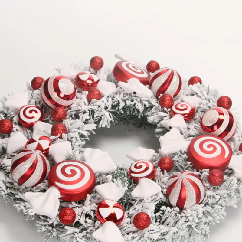Corona de dulces de Navidad para puerta delantera, accesorios colgantes, suministros de decoraci&oacute;n, 40cm-4
