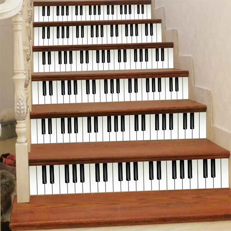 2 пианино клавиатура лестницы наклейки самоклеющиеся DIY водонепроницаемые