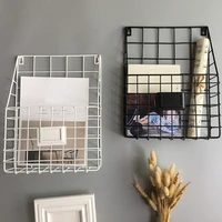 wall mounted grid hanging rack newspaper magazine file iron storage basket office home suppies magazine holder file folder