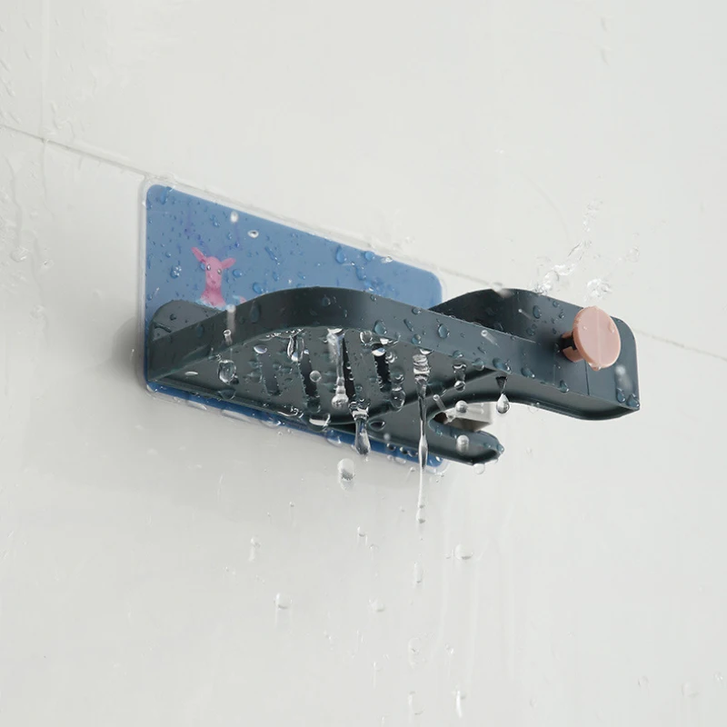 

Broom Wall Hanging Holder Rack Mop Clip With Shelf Three-in-one Hook Shower Storage Organizer Bathroom Tray Stand Home Storage