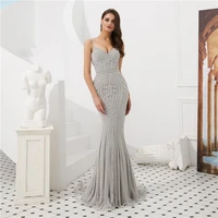 sexy spaghetti strips bling bling mermaid prom dresses crystal beaded natural slim formal special occasion party gowns evening